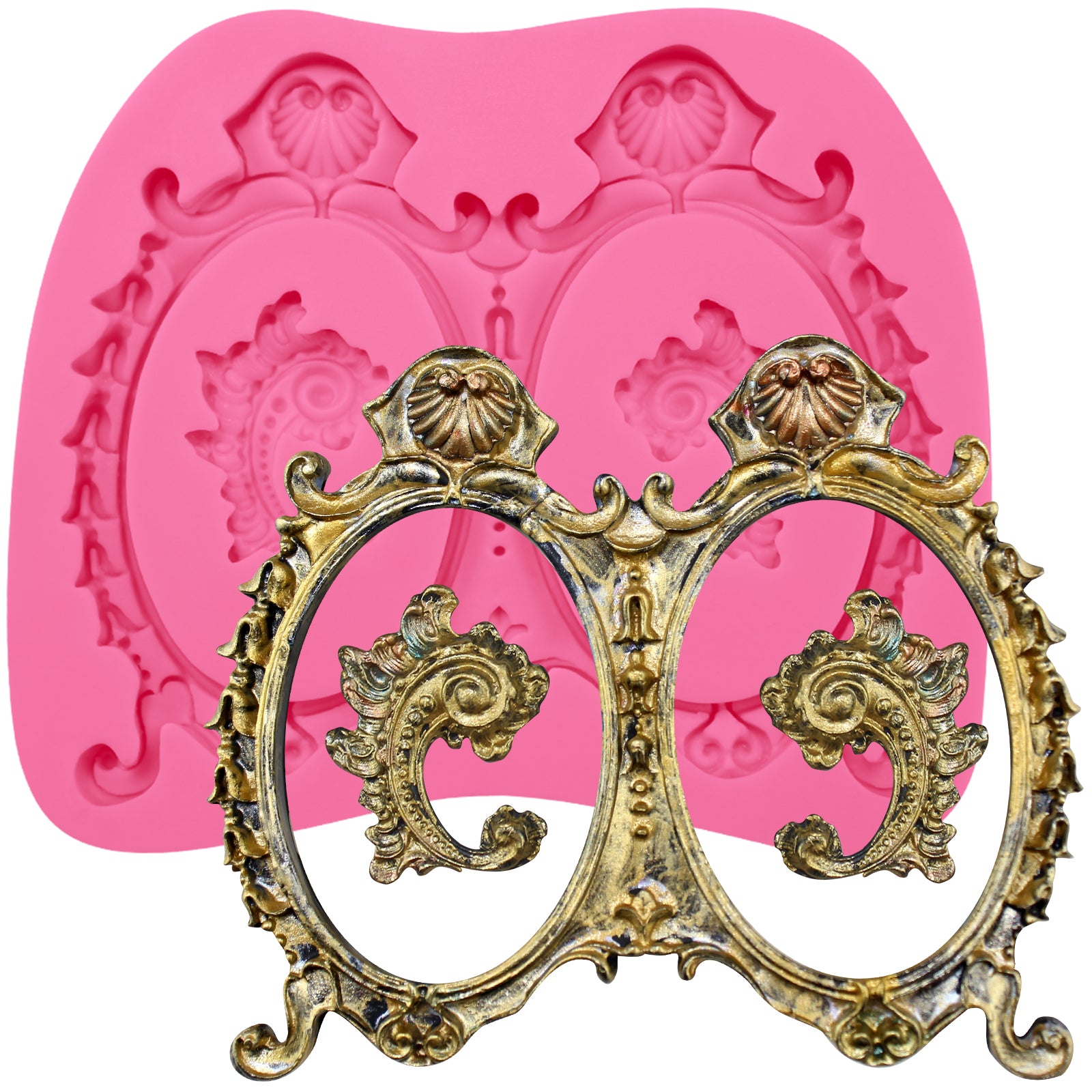 Medallion Flourish Scroll Lace Baroque Fondant Silicone Mold