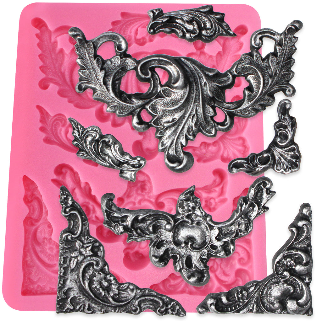 Flourish Scroll Lace Fondant Silicone Mold