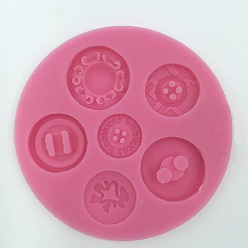 Vintage Retro 6 Cavities Circle Button Silicone Mold