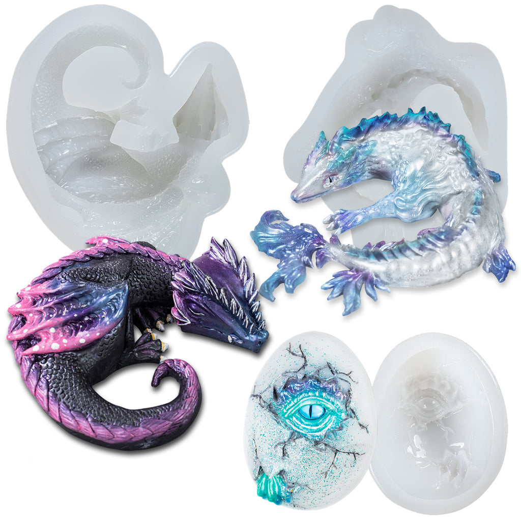 3D Dragons and Egg Epoxy Resin Silicone Moulds Set of 3