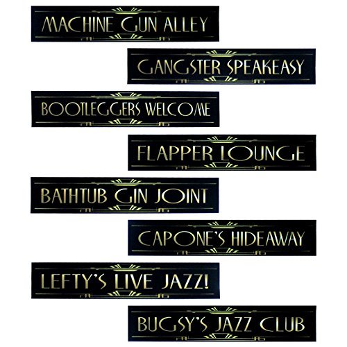Roaring 20's Gatsby Grandeur Street Sign Cutouts Gold 8-Pack