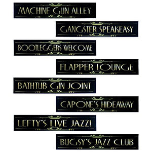 Roaring 20's Gatsby Grandeur Street Sign Cutouts Gold 8-Pack