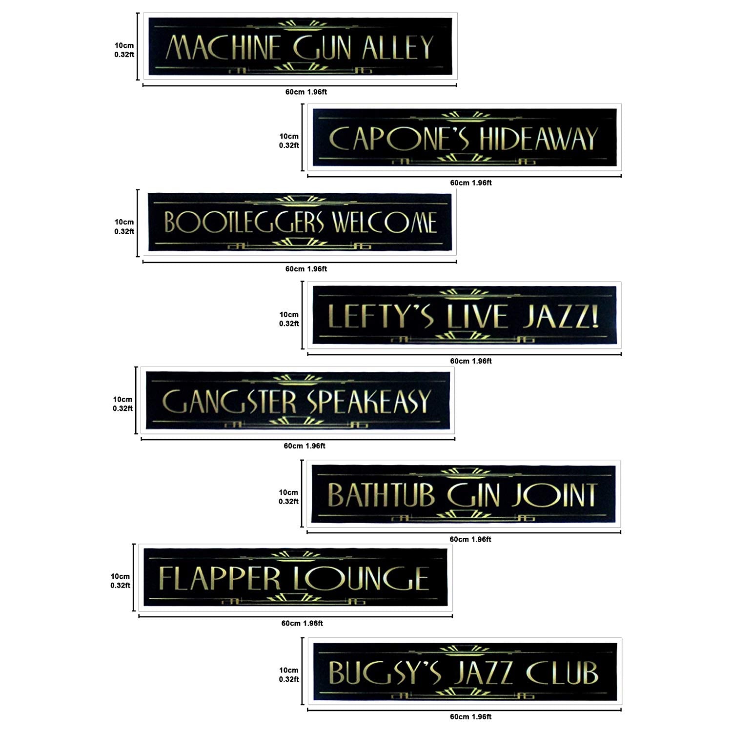 Roaring 20's Gatsby Grandeur Street Sign Cutouts Gold 8-Pack