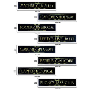 Roaring 20's Gatsby Grandeur Street Sign Cutouts Gold 8-Pack