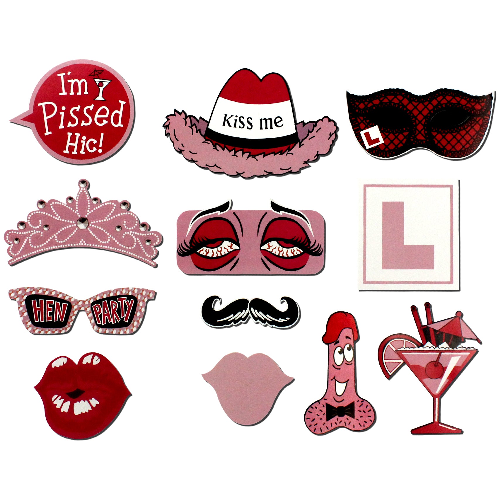Naughty Hen Night Bachelorette Party Photo Booth Props 12 Count