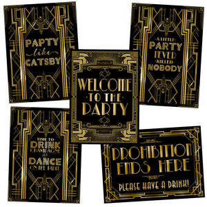 Roaring 20's Poster Photo Booth Props Sign 16x12 5-Pack