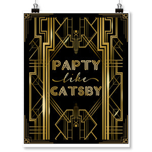 Roaring 20s Gatsby Party Like Gatsby Poster Photo Booth Props Sign 16x12inch A3
