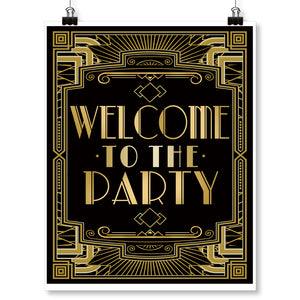 Roaring 20s Gatsby Welcome to Party Poster Photo Booth Props Sign 16x12inch A3