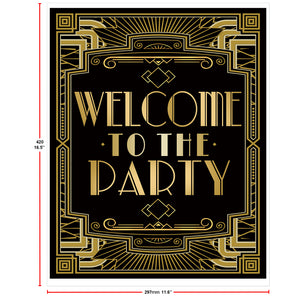 Roaring 20s Gatsby Welcome to Party Poster Photo Booth Props Sign 16x12inch A3
