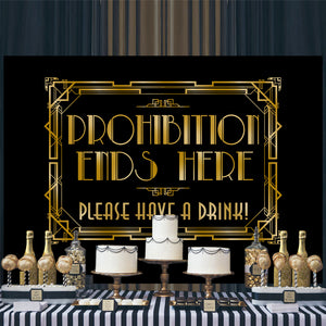 Roaring 1920s Gatsby Prohibition Ends Here Backdrop Photography Background Photo Booth Props 5x7 feet