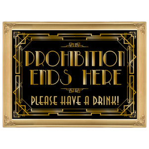 musykrafties Roaring 20's Gatsby Prohibition Ends Here Poster Photo Booth Props Sign 16x12inch A3