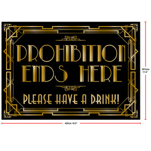 musykrafties Roaring 20's Gatsby Prohibition Ends Here Poster Photo Booth Props Sign 16x12inch A3