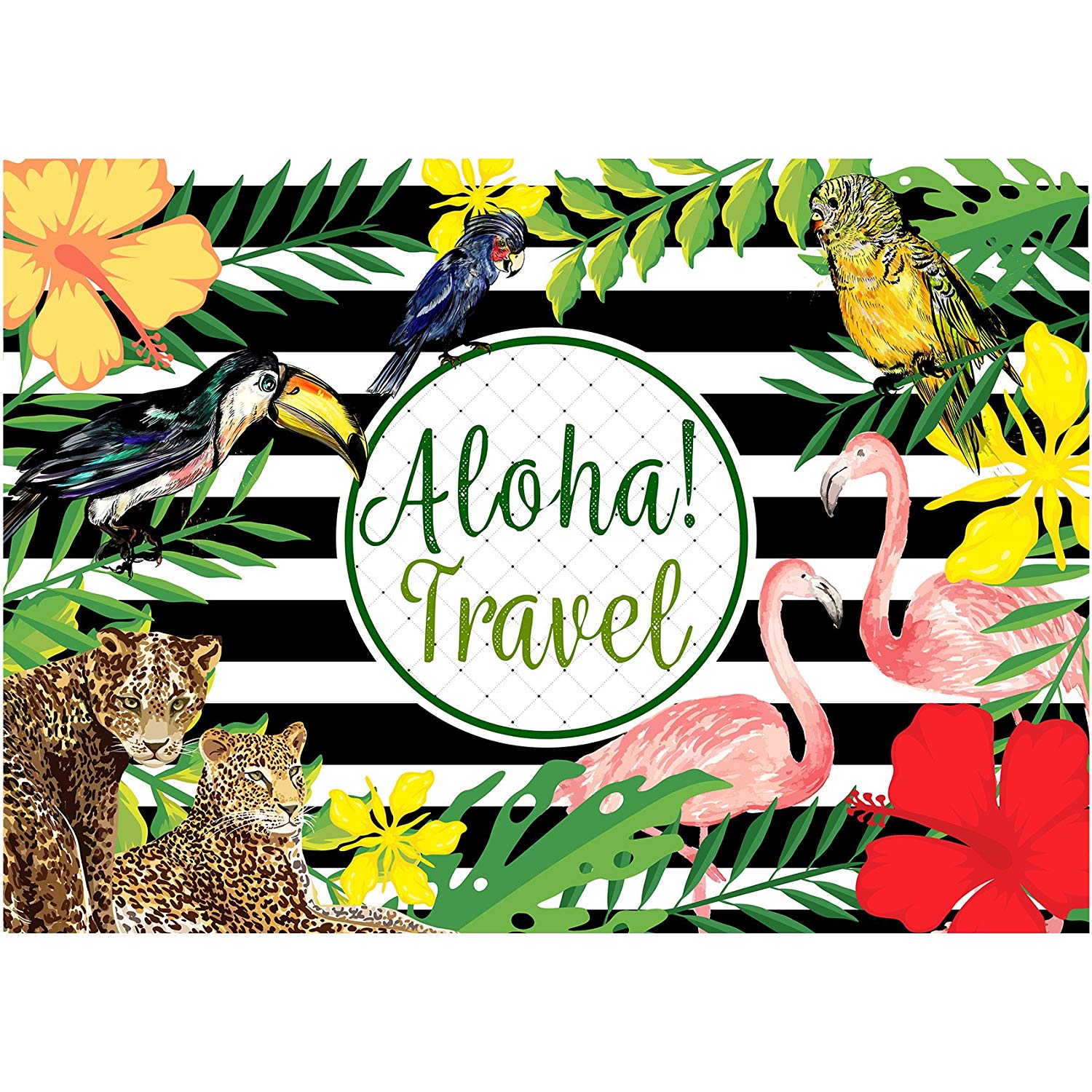 Aloha Travel Tropical Forest Luau Party Backdrop Dessert Table Photography Background 7x5 feet