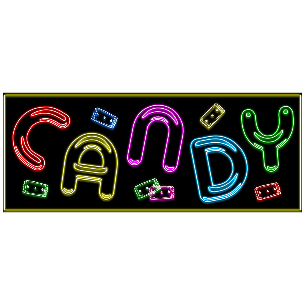 Candy Prepasted Neon Food Sign Cutout Wall Mural 20x8inch