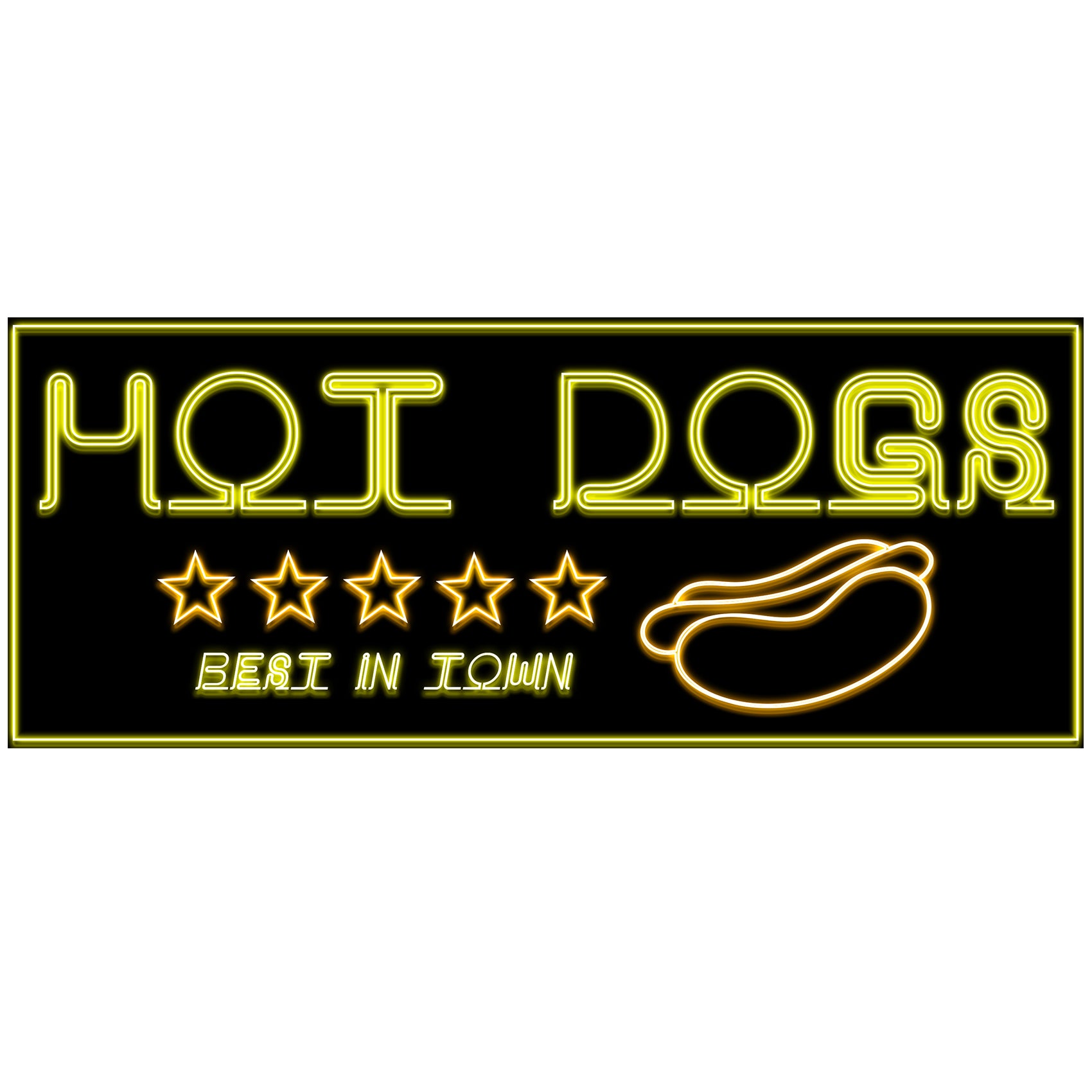 Hot Dogs Prepasted Neon Food Sign Cutout Wall Mural 20x8inch