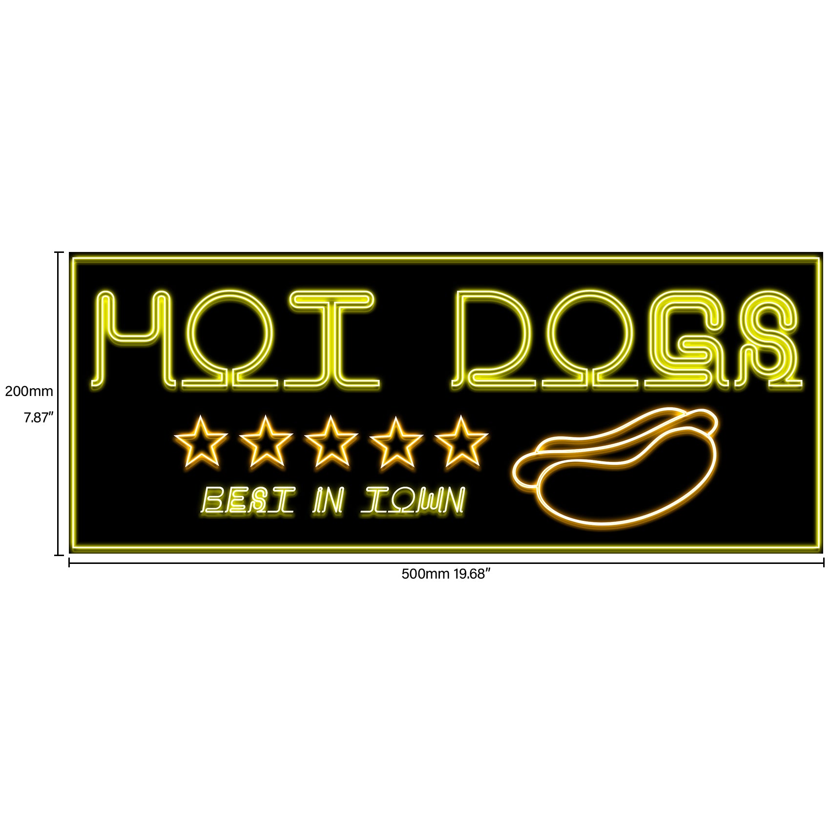 Hot Dogs Prepasted Neon Food Sign Cutout Wall Mural 20x8inch