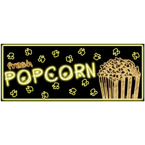 Fresh Popcorn Prepasted Neon Food Sign Cutout Wall Mural 20x8inch