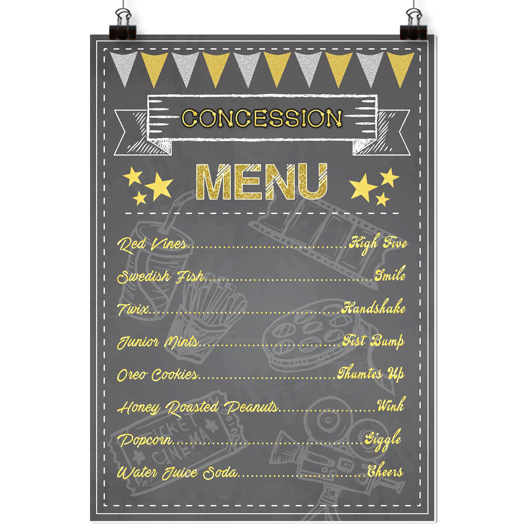 Theater Concession Menu Poster 16x12inch A3