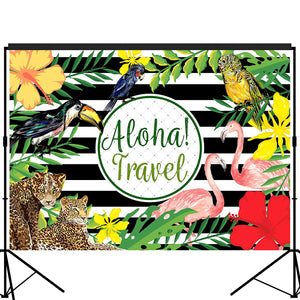 Aloha Travel Tropical Forest Luau Party Backdrop Dessert Table Photography Background 7x5 feet