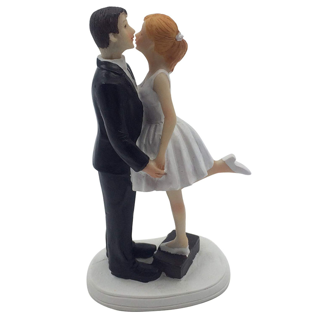 A Kiss and We're Off Bride and Groom Wedding Cake Topper 6 inch