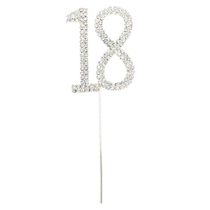 Number 18 Diamante Wedding Party Cake Topper Pick 4 x 2.5 Inch