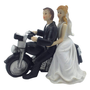 Motorcycle Get Away Bride and Groom Wedding Cake Topper 5.5 inch