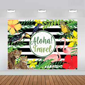 Aloha Travel Tropical Forest Luau Party Backdrop Dessert Table Photography Background 7x5 feet