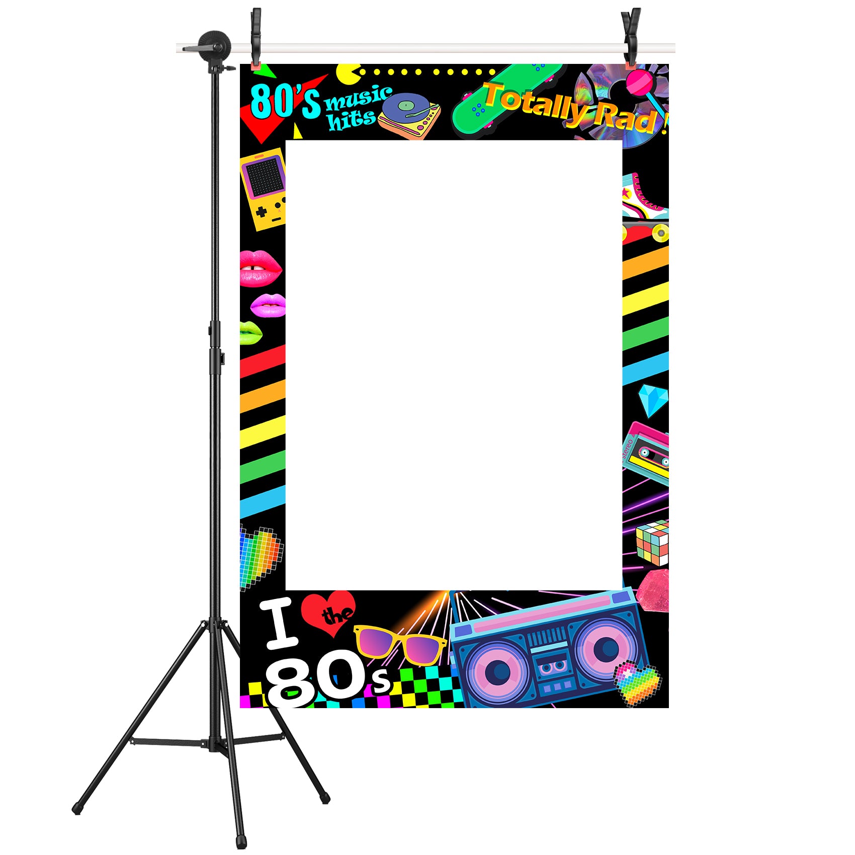 I love 80s Photo Booth Frame Photobooth Props Not Pre-cut for Easy Mounting by Self 36x24inch