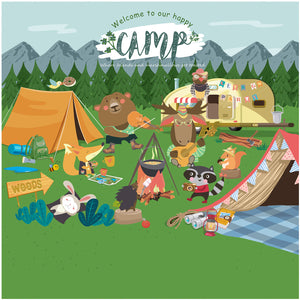 Woodland Animal Camping Party Backdrop Decoration Dessert Table Photography Background 7x7 feet