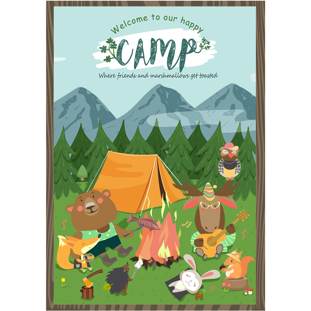 Woodland Camp Poster Photo Booth Props Welcome Sign A3 16.5x11.8inch