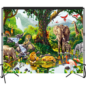 Tropical Rain Forest Jungle Adventure Backdrop Photography Studio Fabric Background 7x6feet #2192