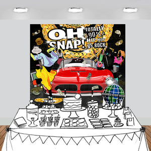 90s Hip Hop vs Rock Party Backdrop Decoration Dessert Table Photography Background 8x8 feet