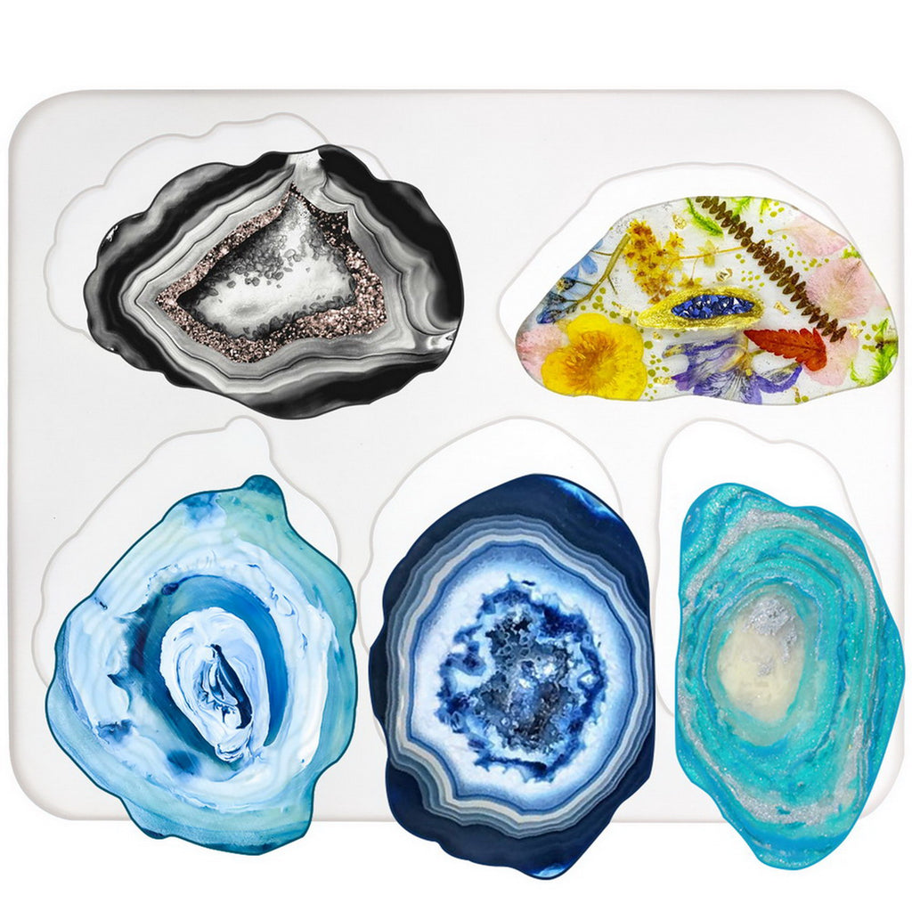 Agate Coaster Silicone Resin Mold 5-cavity 2.8-5.2inch