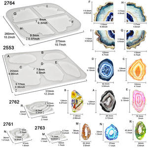 Geode Agate Coaster Silicone Epoxy Resin Molds Set 11-shape Assortment 1.4inch-5.2inch