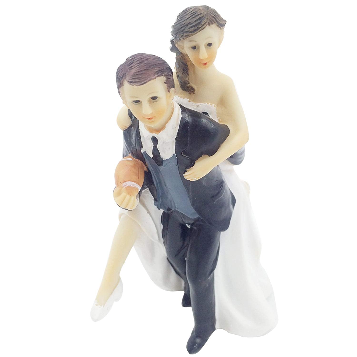 American Football Rugby Couple Bride and Groom Wedding Cake Topper 6 Inch