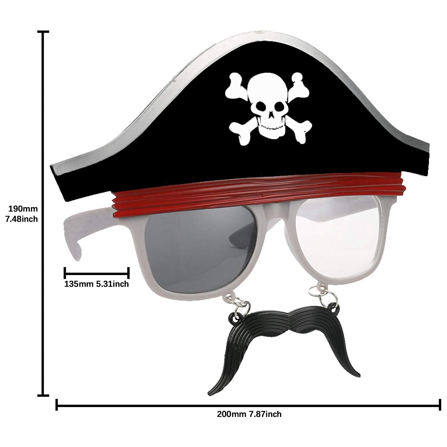 Pirate Hat with Mustache Party Costume Sunglasses Fun Shades