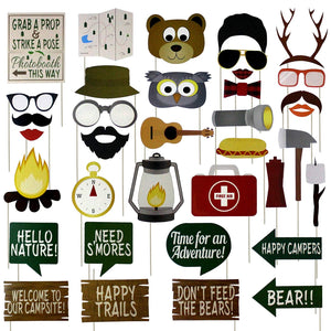 Woodland Camping Party Photo Booth Props 35 Count