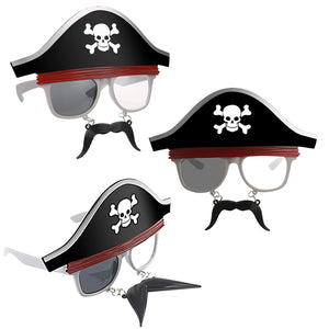 Pirate Hat with Mustache Party Costume Sunglasses Fun Shades