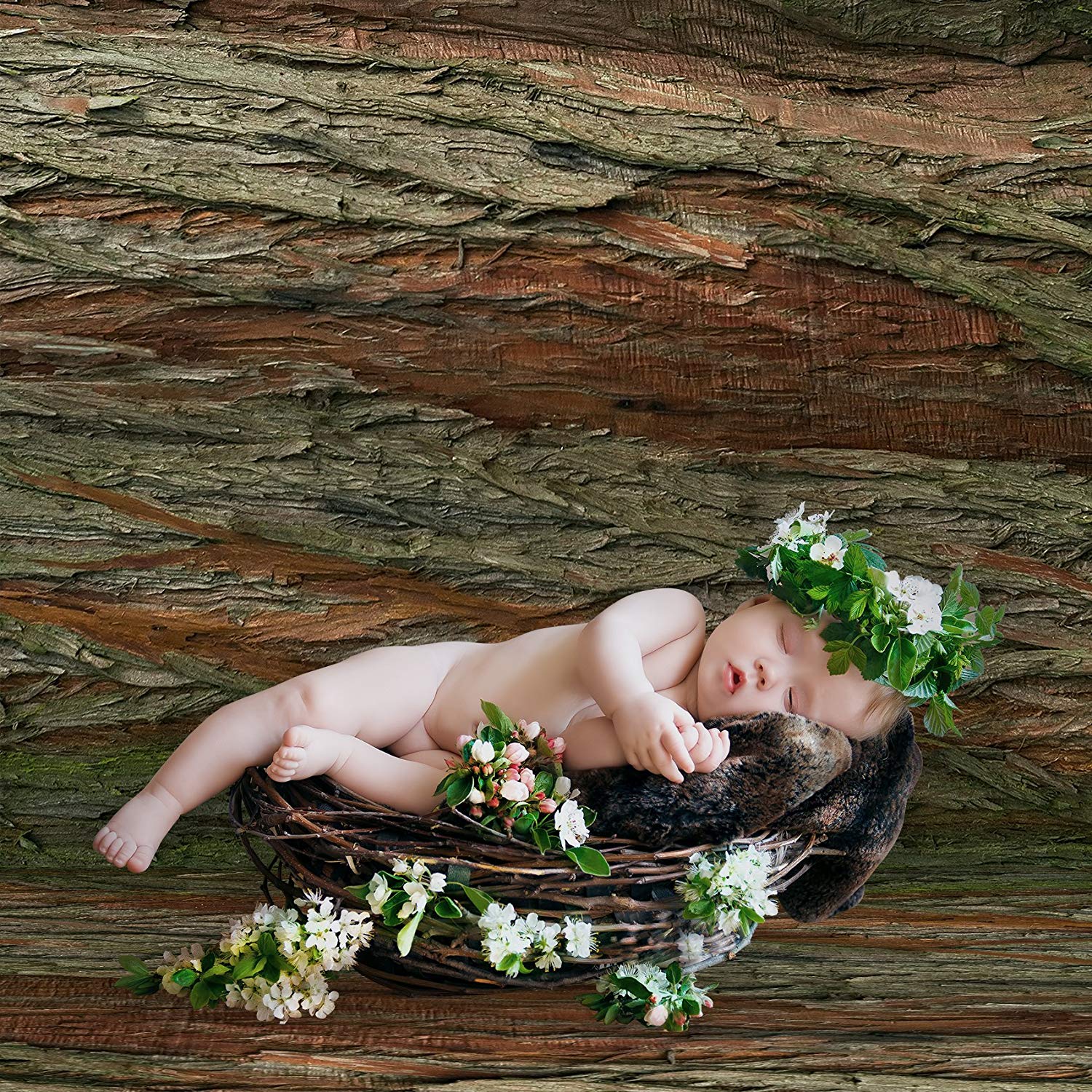 Rustic Distressed Wood Backdrop Photography Background #1784 Tree With Moss
