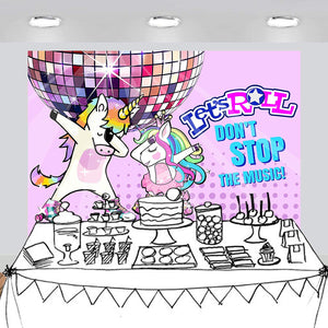 Unicorn Skate Party Backdrop Dessert Table Decoration Photography Background 7x5feet