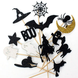 Shimmer Halloween Fabric Cupcake Topper Cake Picks 14-pieces