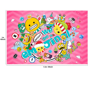 Emoji Hilarious Backdrop 5x3 feet We Get so Emojional, Pink for Christmas