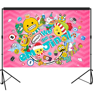 Emoji Hilarious Backdrop 5x3 feet We Get so Emojional, Pink for Christmas