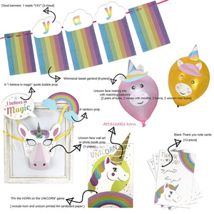 Rainbow Unicorn Party Decoration Birthday Activity Supply and Cupcake Kit