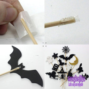 Shimmer Halloween Fabric Cupcake Topper Cake Picks 14-pieces