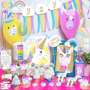 Rainbow Unicorn Party Decoration Birthday Activity Supply and Cupcake Kit