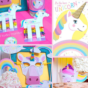 Rainbow Unicorn Party Decoration Birthday Activity Supply and Cupcake Kit