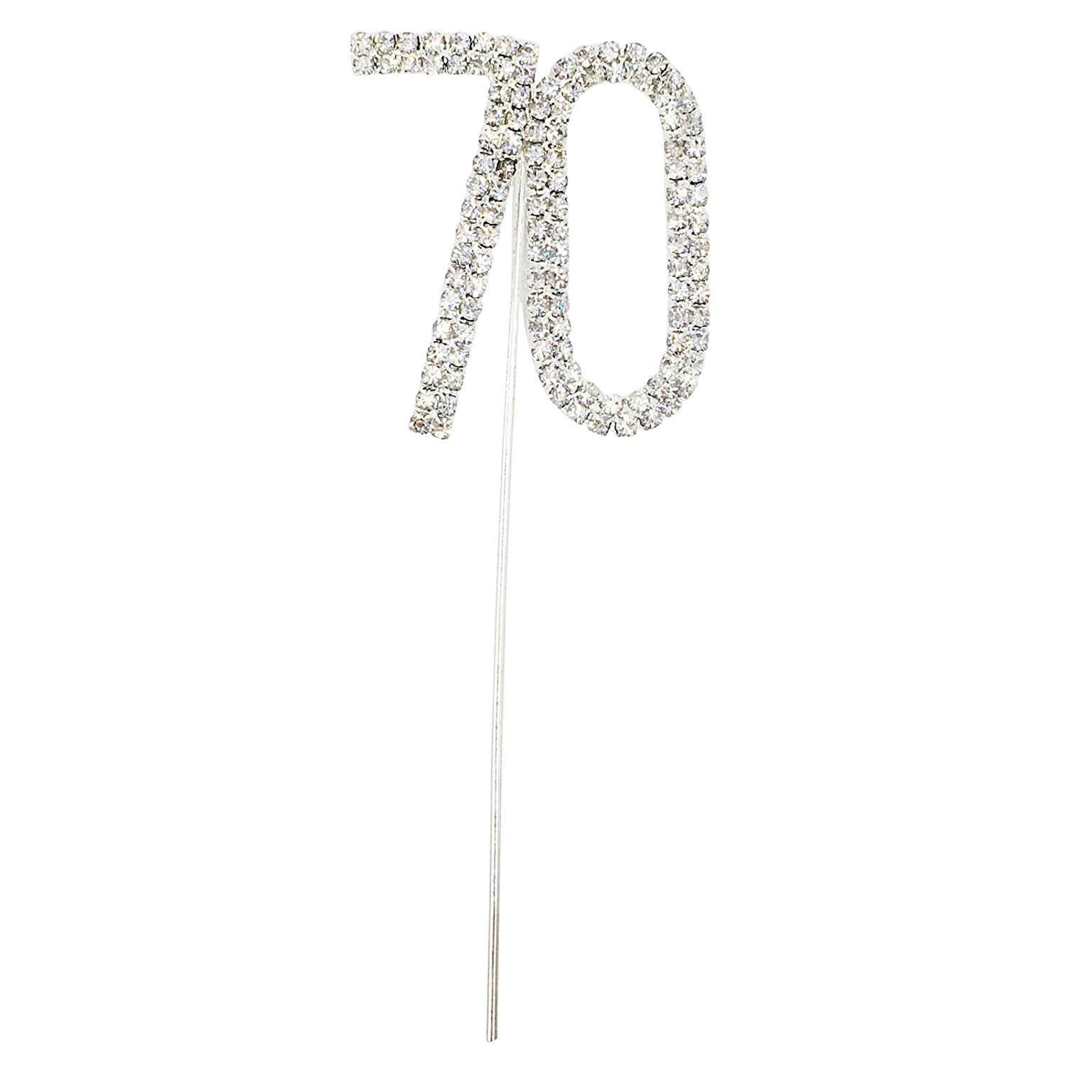 Number 70 Diamante Wedding Party Cake Topper Pick 4 x 2.5 Inch