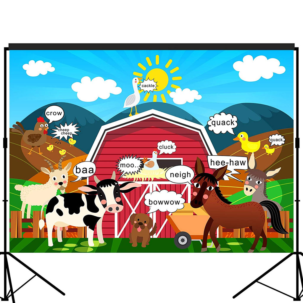 Barn Farm Animals Party Backdrop Dessert Table Decoration Photography Background 7x5 feet