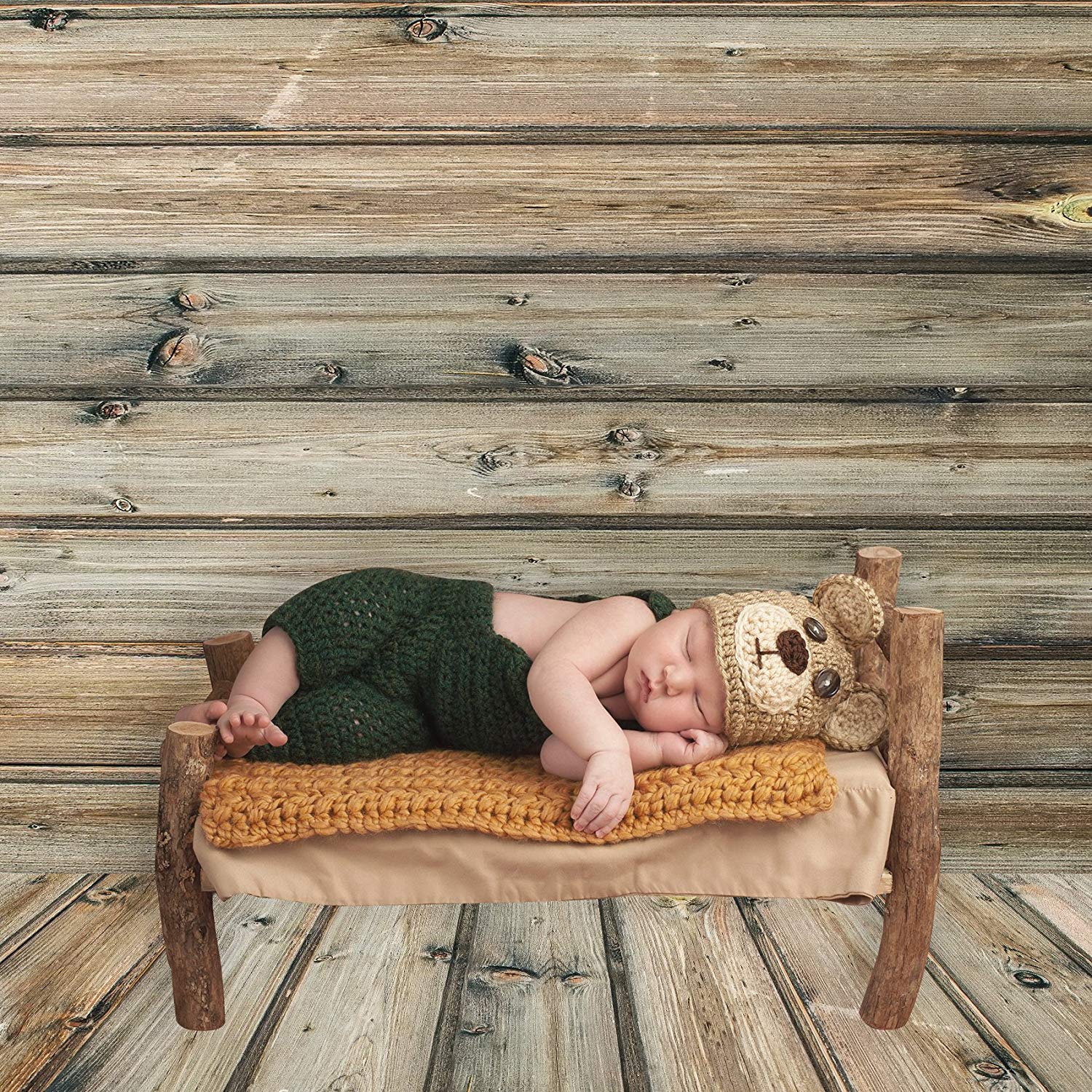 Rustic Distressed Wood Backdrop Photography Background #1788 Pale Brown